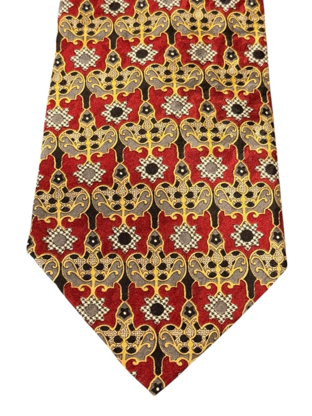 Christian Dior Monsieur Vintage Silk Tie Burgundy Gold Baroque Arabesque USA - Picture 3 of 8